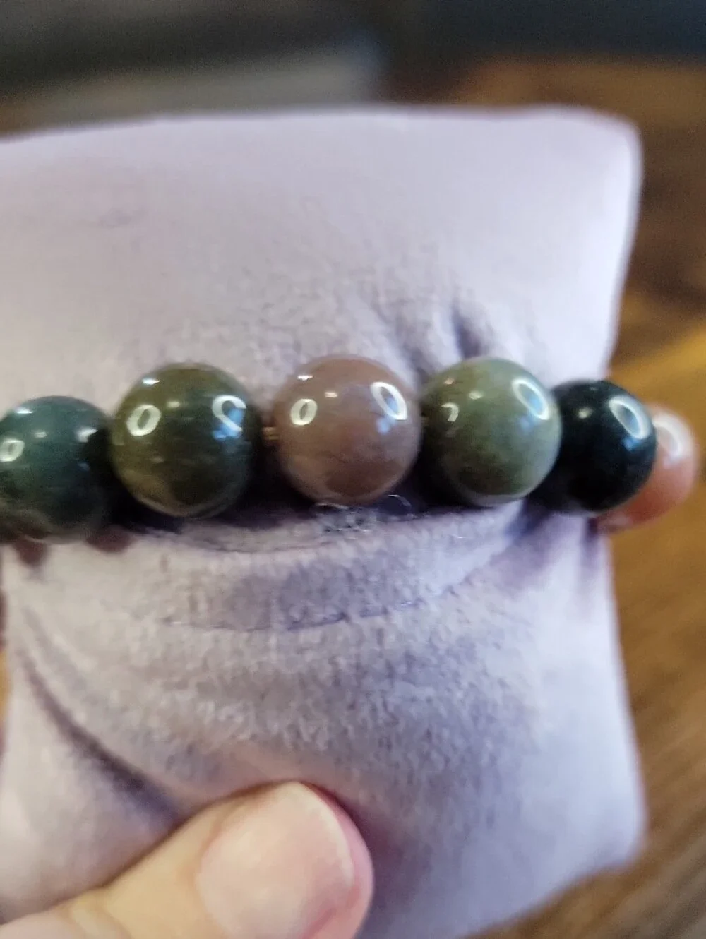Agate Stretch Bracelet with Heart Charm